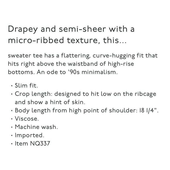 MADEWELL Sweater Tee Women Small Black Micro-Rib Knit Stretch Viscose NQ337 - Picture 13 of 13